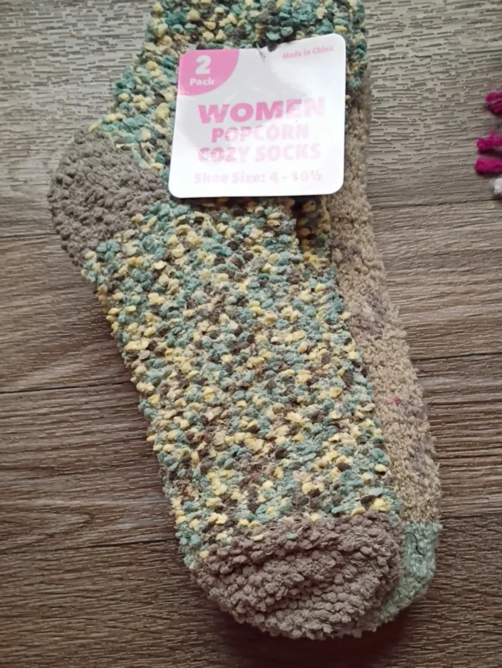 Women Cozy Popcorn Socks - Beige Multi (2 Pack)
